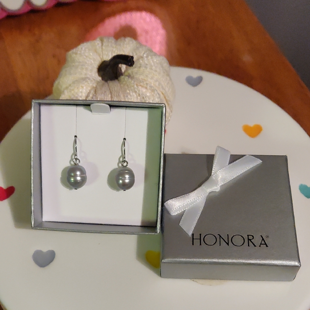 HONORA Silver Pearl Drop Earrings Freshwater Pearls